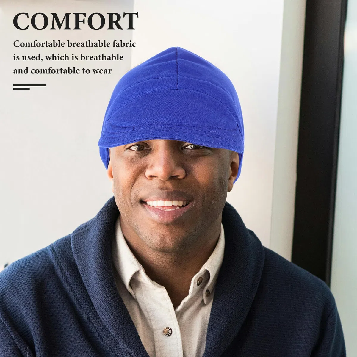 Cappello da Saldatura Leggero e Resistente Ignifugo Blu per Saldatori Uomo e Donna, Protezione Sicurezza Lavoro Confortevole e Traspirante