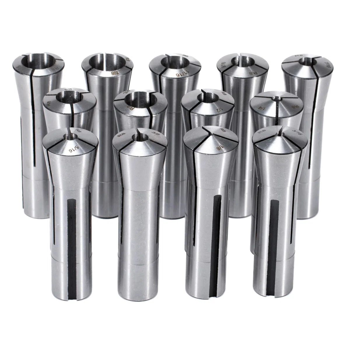 Set di pinze di precisione R8, 13 pezzi, in acciaio al carbonio da 1/8" a 7/8", set di pinze per fresatura, TIR, filettatura 7/16"-20, per fresatura e supporto mandrino
