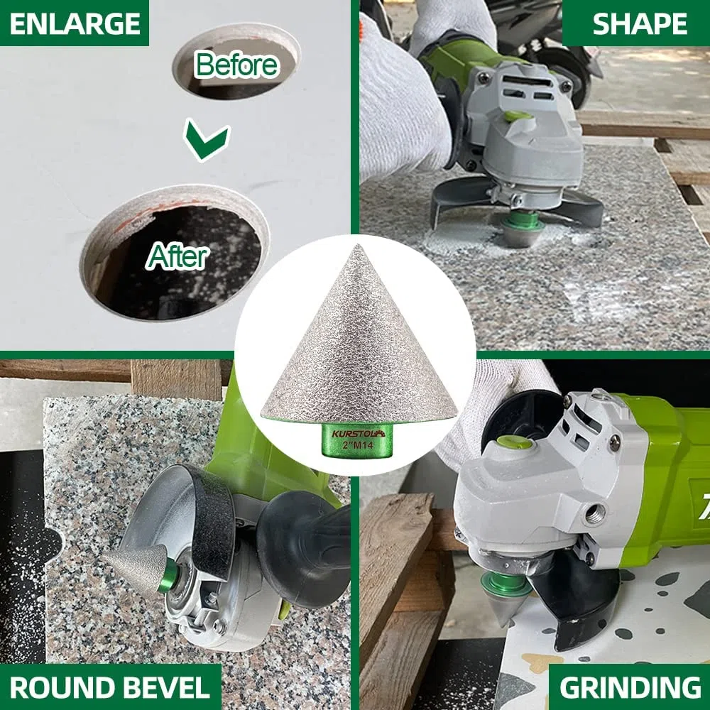 Fresa Diamantata Punte Smusso – Fresa Diamantata 50 mm x M14 Punte per Smusso per esistenti di piastrelle in gres porcellanato in marmo di granito