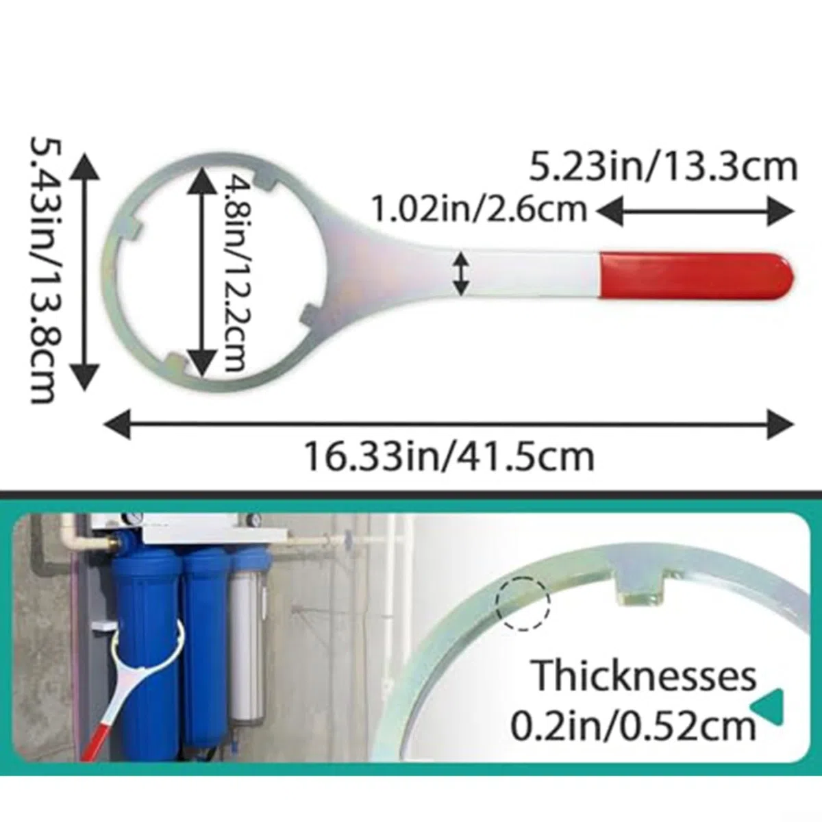 KiraKira Chiave in metallo per filtro dell'acqua da 12,2 cm, per sistemi di tutta la casa, per chiave in acciaio resistente con impugnatura, compatibile con i modelli 152037, 150295, WW34, SPBW-1