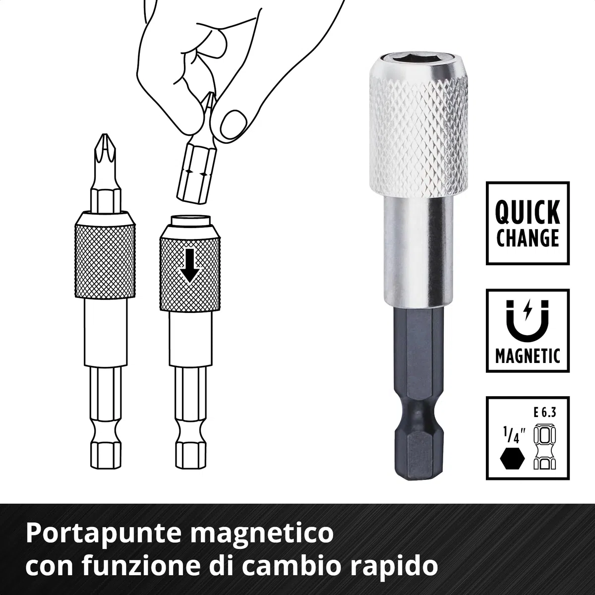 Set di punte e trapani originale Einhell L-CASE da 40 pezzi (punte da 25 mm, portapunte a cambio rapido, chiave a bussola, svasatore, punte per metallo, pietra e legno, inclusa scatola di custodia)