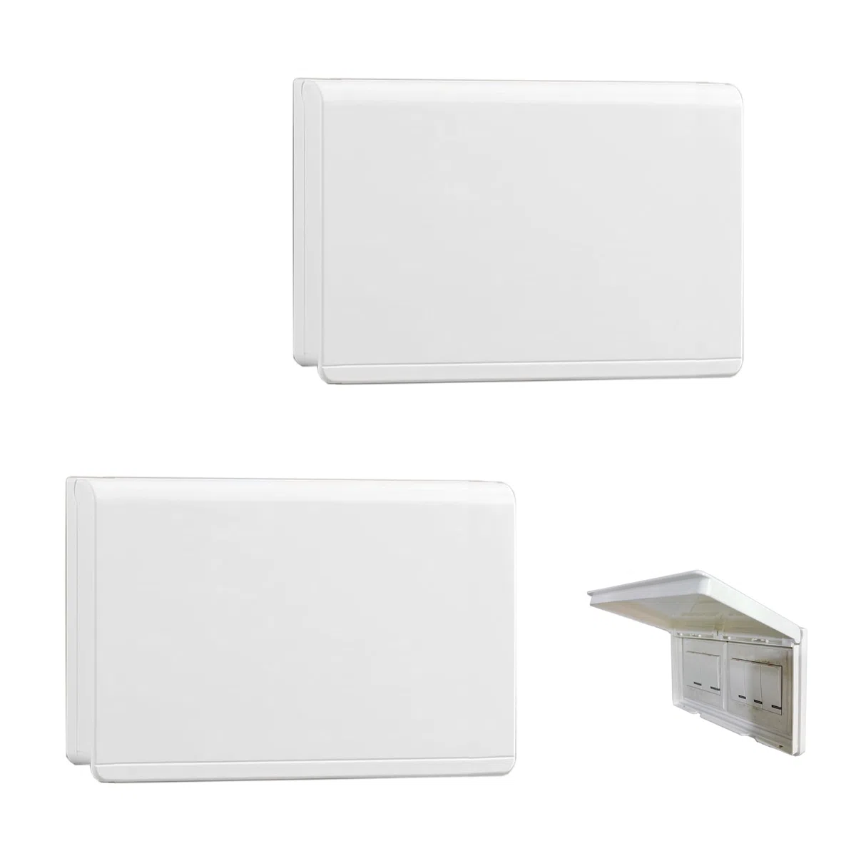 2 pezzi copertura interruttore luce doppio tipo 86 prese esterne impermeabile 2 scomparti per bagno, giardino, cucina (bianco, 2'