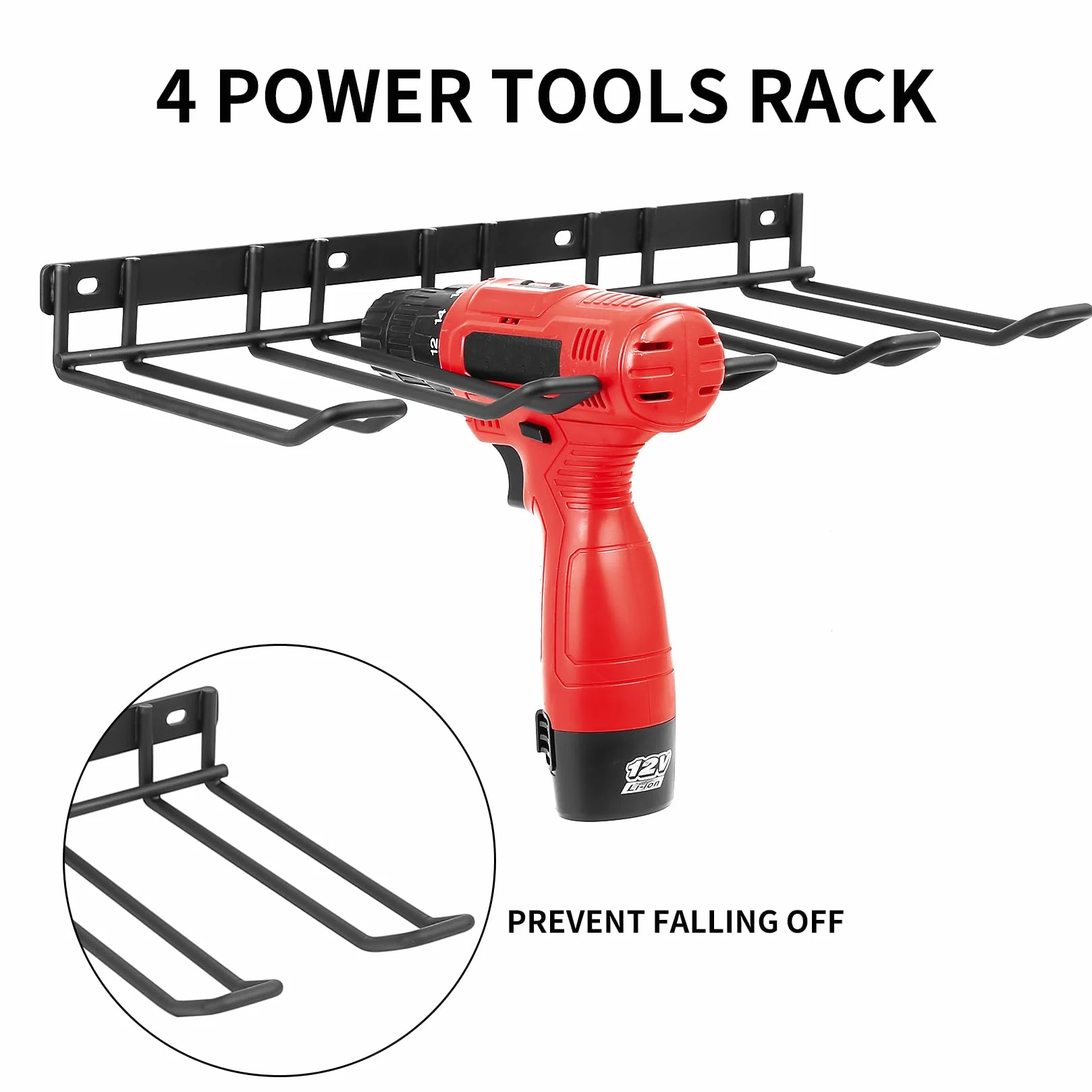 Organizer per Attrezzi da Garage, Supporto per Trapano Cacciaviti da Parete, Organizer per Utensili Elettrici, Appendi Attrezzi da Parete, Porta Cacciaviti da Parete Attrezzata Officina (Nero)