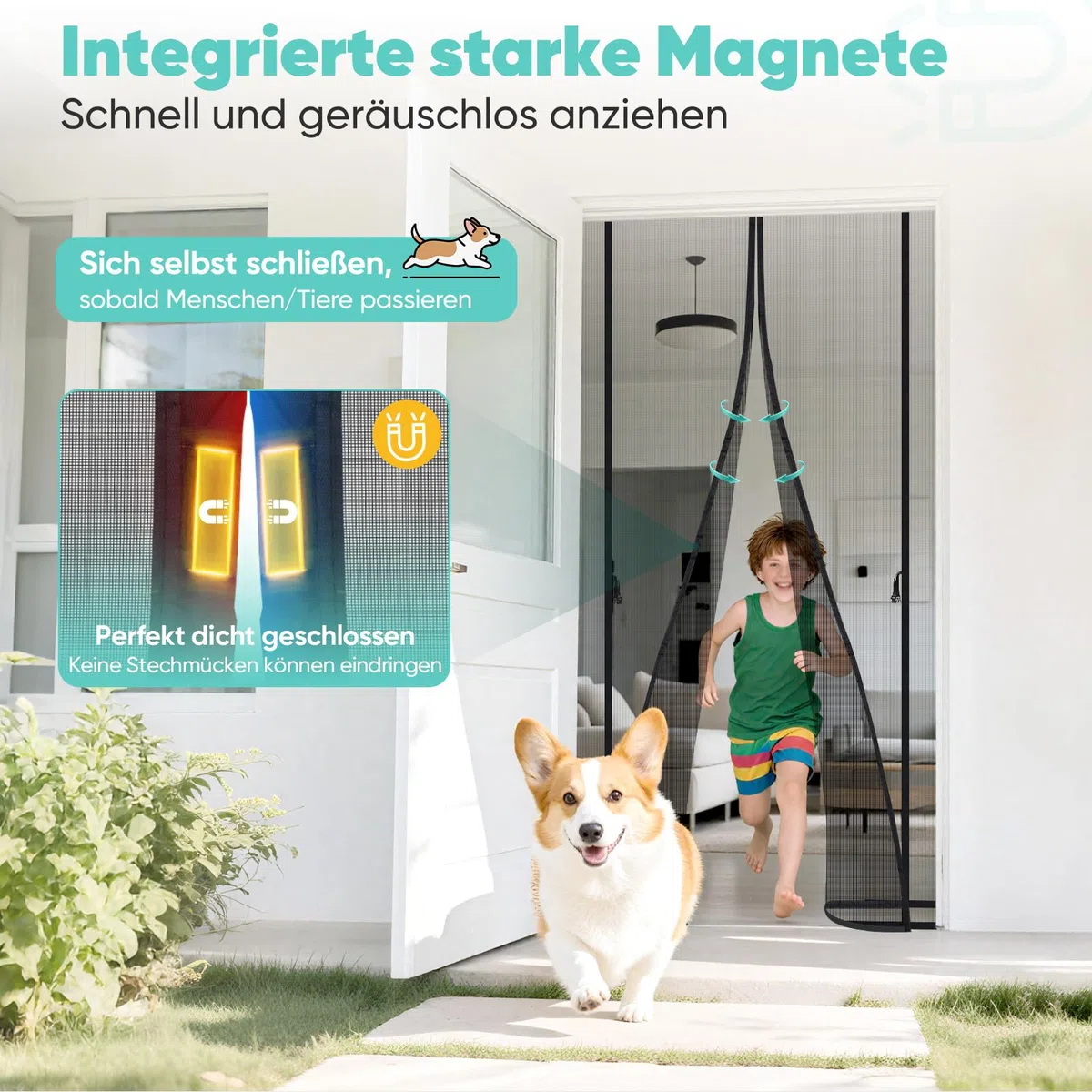 Sekey Zanzariera Magnetica Porta Finestra Regolabile- Cinghie a Clip Cucite Doppio Lato| Senza Traforare| Nastro adesiva 4cm in Cima, Insetti Protezione per Balcone 120 x 220 cm
