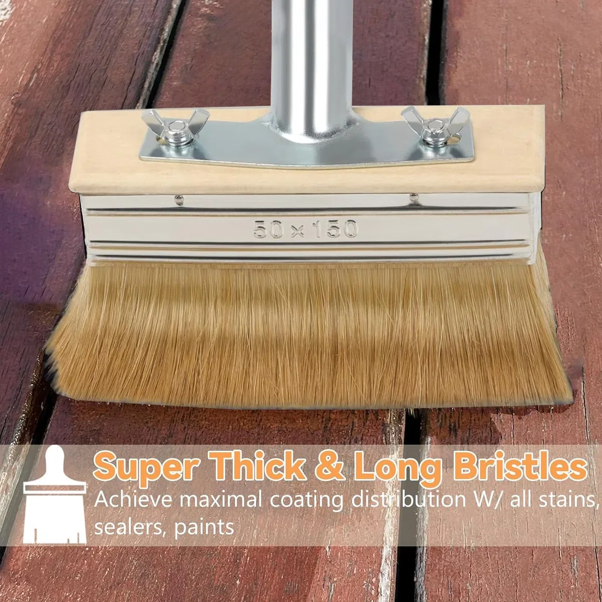 Pennello Pittura 150 cm,Pennello Da Terrazza con Manico Lungo, Pennelli Di Vernice Superficie Pennelli Da Macchiatura Spazzola Da Terrazza Per Pittura, Lappatura, Parete, Soffitto