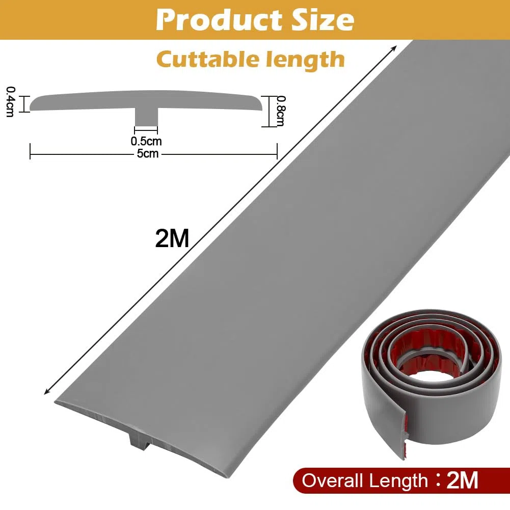 Profilo di transizione autoadesivo, 2 m x 5 cm, listello di transizione per pavimenti in parquet, laminati (grigio)