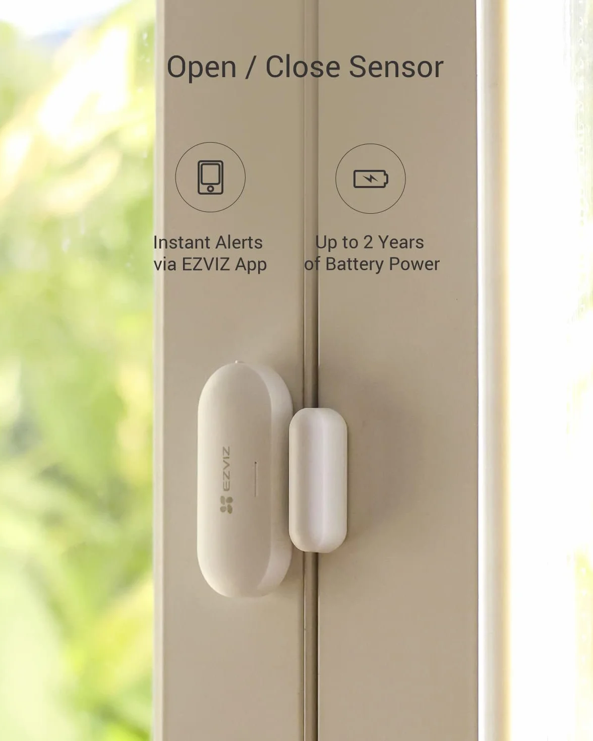 EZVIZ T2C Sensore per sistemi di allarme, Sensore wireless per porte e finestre Open Close Trigger bidirezionale per sistema di allarme domestico