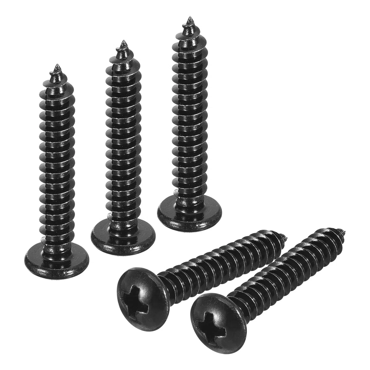 QUARKZMAN 5mm x 30mm Croce Tondo Testa Autofilettante Vite, 50pz - Acciaio Inox 304 Rotondo Testa Legno Vite Completa Filettatura (Nero)