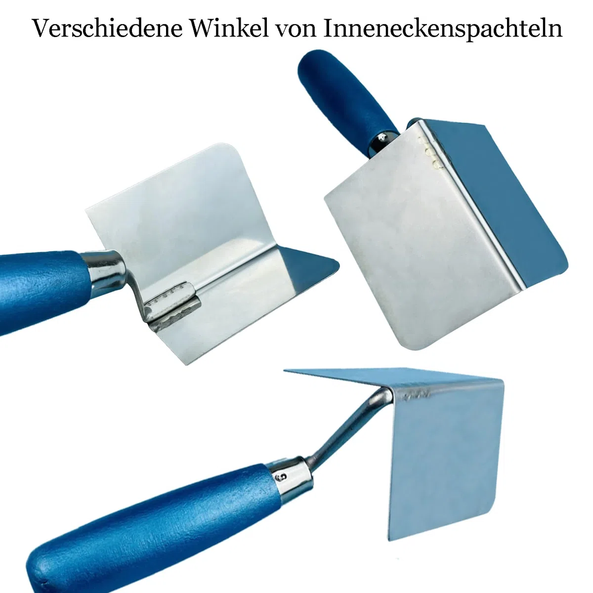 2 pezzi Spatole Angolari, Spatole Angolari Antiruggine, Cazzuola Angolare in Acciaio Inox, 80 x 60 mm Cazzuole per Angoli Interni ed Esterni, adatta per lavori negli angoli (blu)