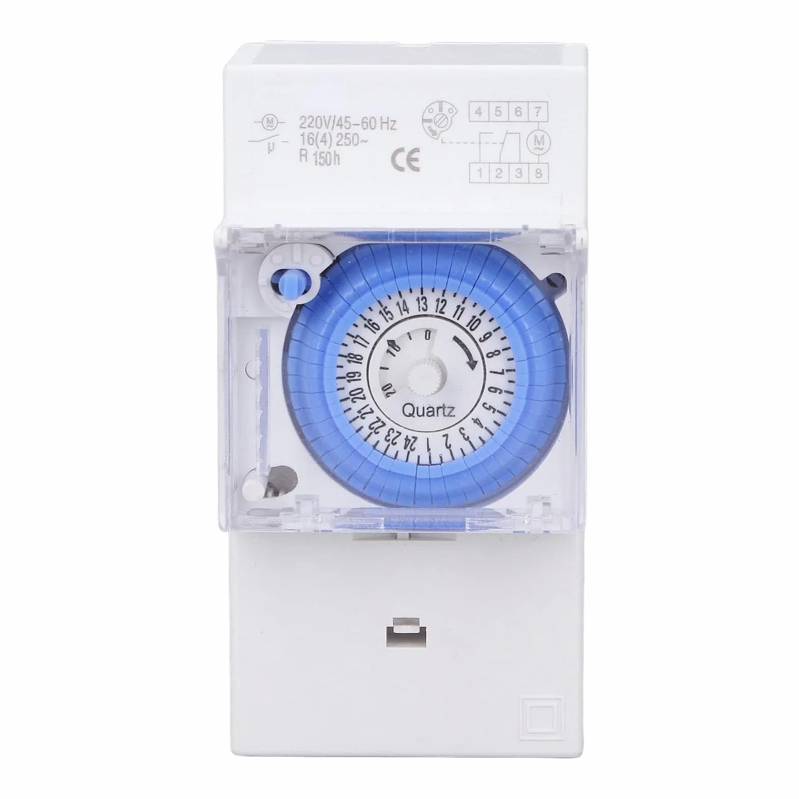 Jadeshay Timer Meccanico 24h Interruttore Orario Programmabile con 48 Impostazioni Impermeabile Batteria Ricaricabile Integrata Montaggio su Guida DIN 16A 230V