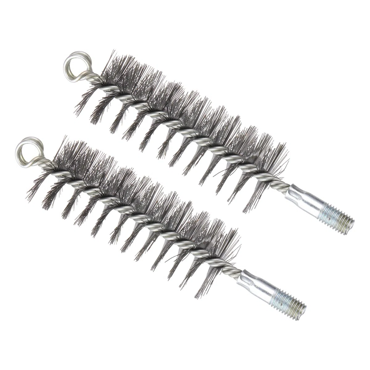 PATIKIL Spazzola Per Foro Da 45mm Di Diametro, 2Pezzi Spazzola Di Pulizia In Filo Di Acciaio Inox Intrecciato Per Tubi Cilindrici Con Codolo A Spirale Da 12mm Per Tubi, Porte, Argento