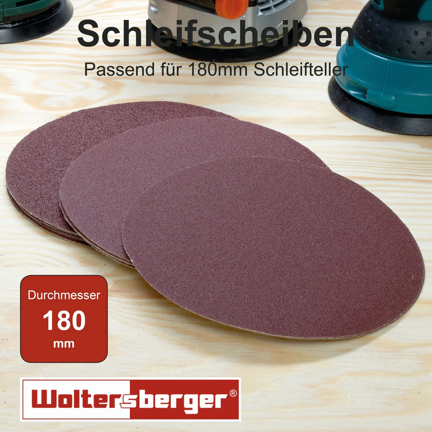 Woltersberger® 50 dischi abrasivi Ø 180 mm, grana P40, senza foro in rosso, per una levigatura ottimale, versatile