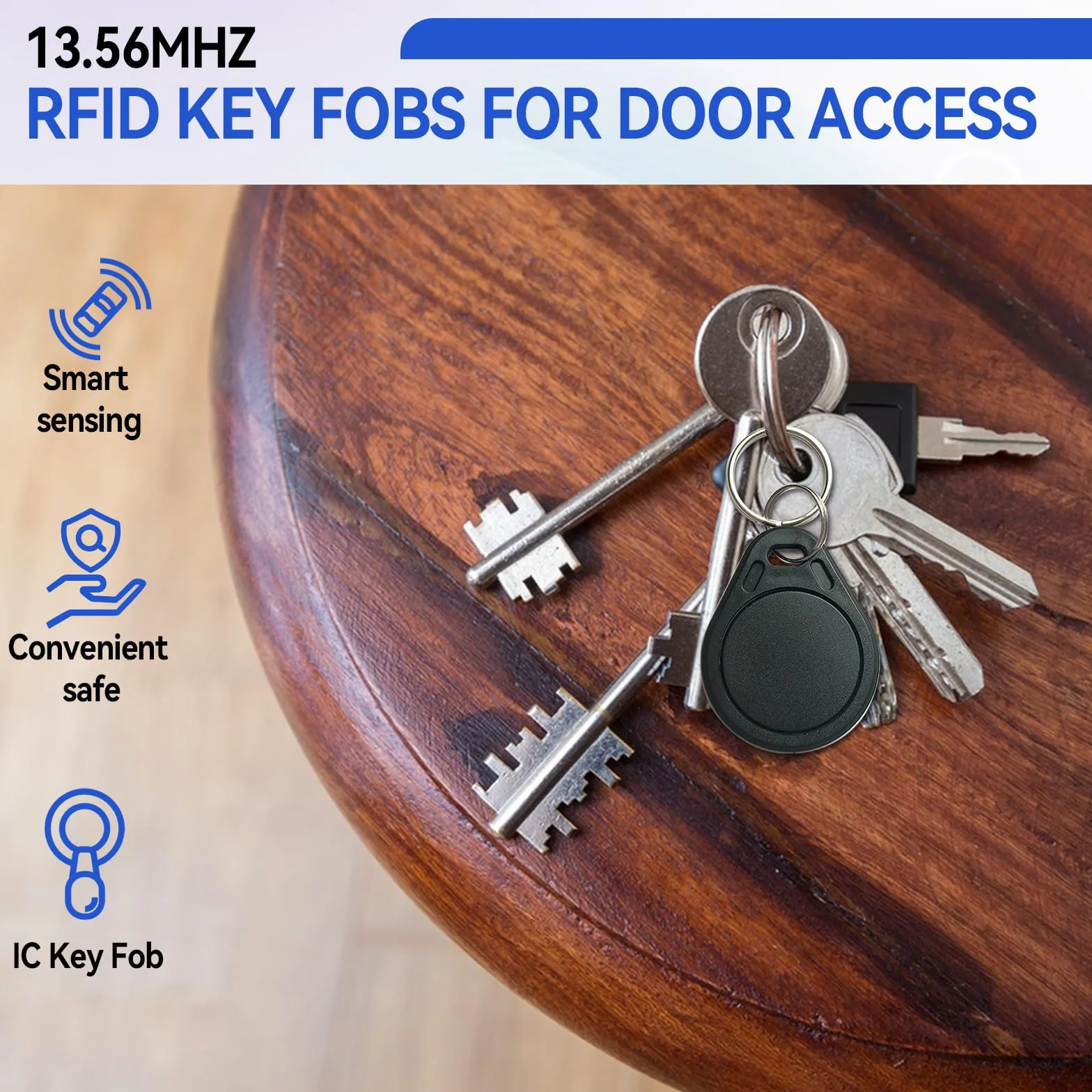 MIFARE Portachiavi classici 1K, ISO14443A 13,56 MHZ RFID IC, tag RFID M1, chiave per il controllo degli accessi (nero, 100 pezzi)