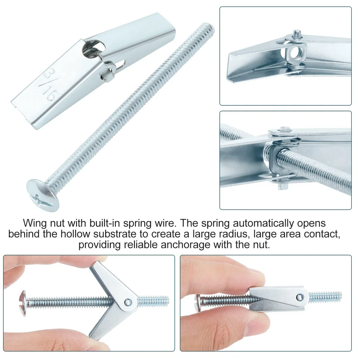 HSEAMALL 48 pz M3 M5 M6 Toggle Bolt e Dado a Farfalla Set per cartongesso Parete Cava Fissaggi Drywall Hanging