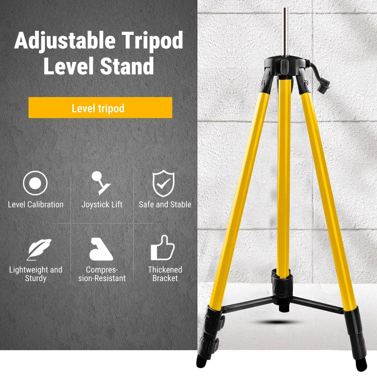 Treppiede per Livella Laser, Treppiedi Telescopico, 1m Supporto Regolabile per Livella Laser Autolivellante, Attacco Filettato da 5/8" per Vari Strumenti