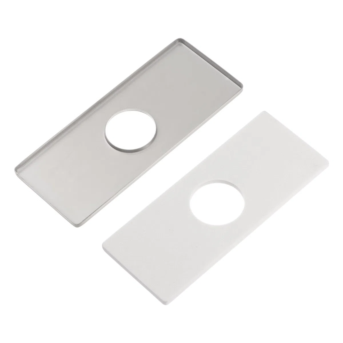 QUARKZMAN 2pz Piastra Copertura per Foro 6 Pollici, Piastra Copertura per Lavello Acciaio Inossidabile per Rubinetto Bagno o Cucina, Rettangolare (Argento Spazzolato)