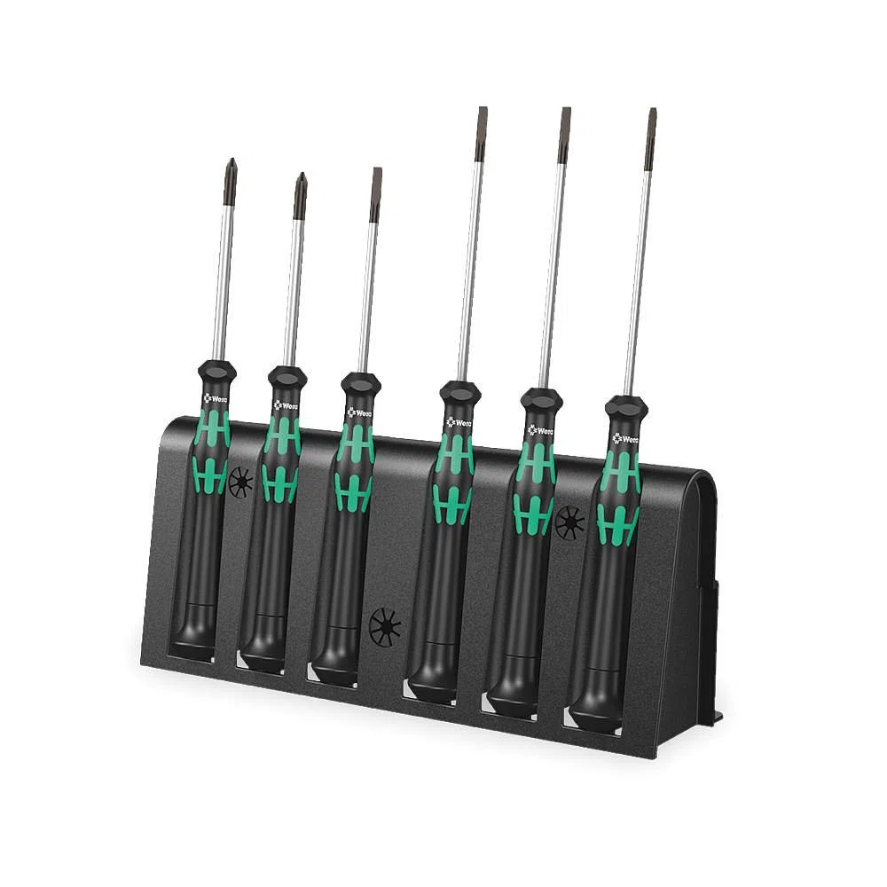 Wera, 2035/6 A Assortimento di giraviti per l'elettronica + rack, 6 pezzi