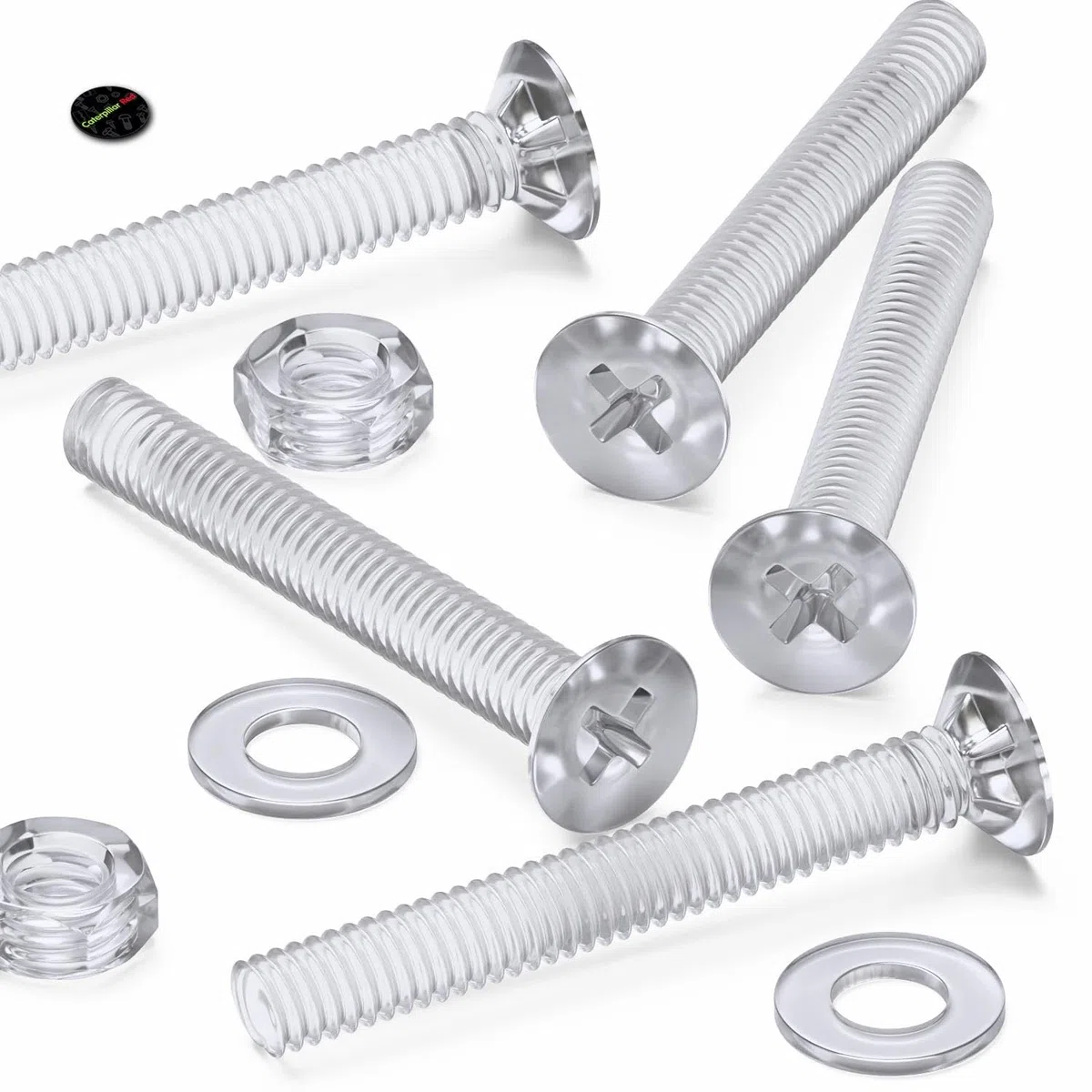 50 x Dadi e bulloni Svasati a Croce, Plastica Acrilica Trasparente, M4 x 30mm - Viti in Plastica Acrilica, Vite a testa svasata