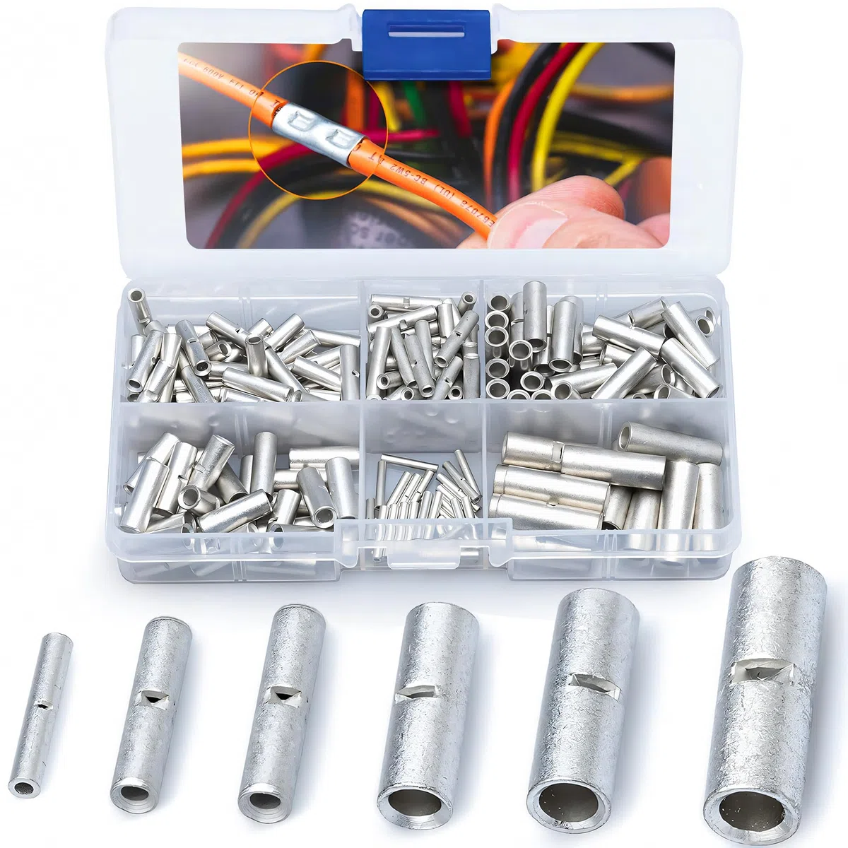 Wirefy 200 PZ Connettori Testa-Testa Non Isolati - Kit Capicorda Elettrici - Terminali Crimpare - 0,25-10 mm²