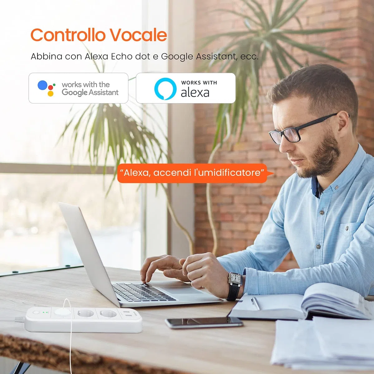 Ciabatta Elettrica Wi-Fi Intelligente Tenda, 3 Prese Controllate Individualmente e 2 Porte USB, Controllo Tramite App/Voce (Alexa e Google), Programmazioni, Protezione da Sovratensioni, 16 A, SP15