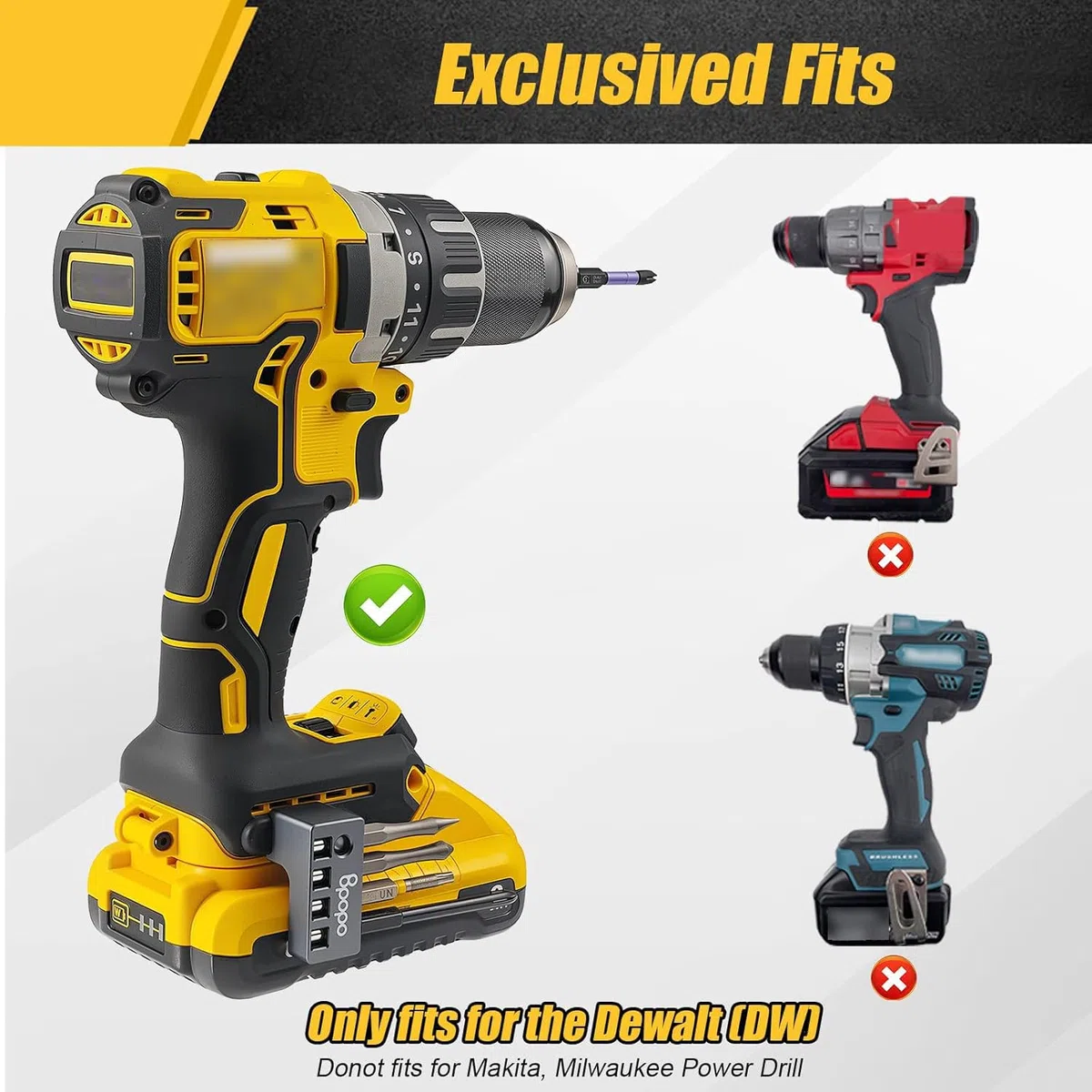 Magnetic Hex Bit Holders Fit per Dewalt Wrox Cordless Impacts cacciaviti, potente Magnet Drill Bit Holster Sleeve Organizer, Hex Screw Bit Storage sul lato di Power Drill