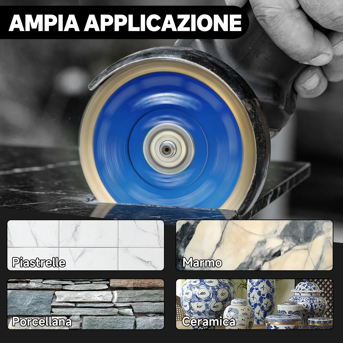 HERZO Set di 3 Dischi Diamantati 115mm x 22,23 mm per Piastrelle - Disco Diamantato 115mm per Taglio di Piastrelle, Gres Porcellanato, Porcellana e Ceramica