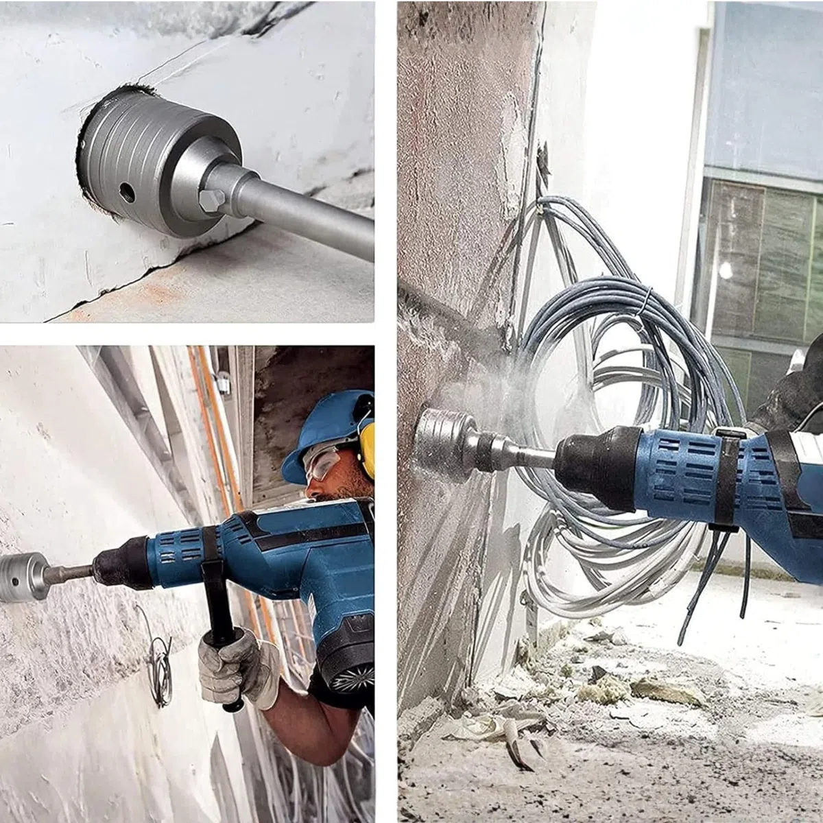 YASTA Fresa Trapano a Tazza Carotatrici per Muro Set da 9 Pz con Attacco SDS Plus Max Corona Per Foratura Calcestruzzo Cemento Pietra Mattoni Forati Punte Valigetta
