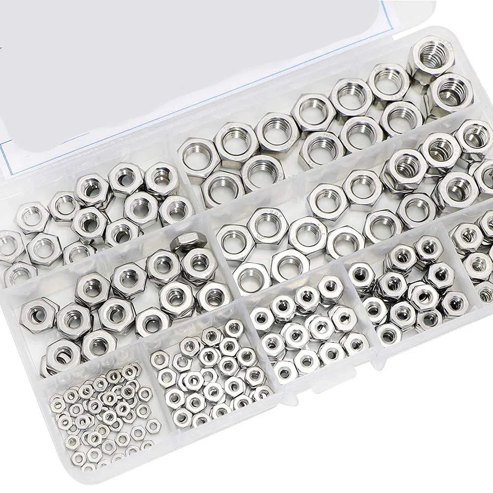 Dadi nel Acciaio Inossidabile 2-56 un 3/8 Pollice-16 UNC Kit Assortimento di Dadi Esagonali per Viti Bulloni-280 Pezzi