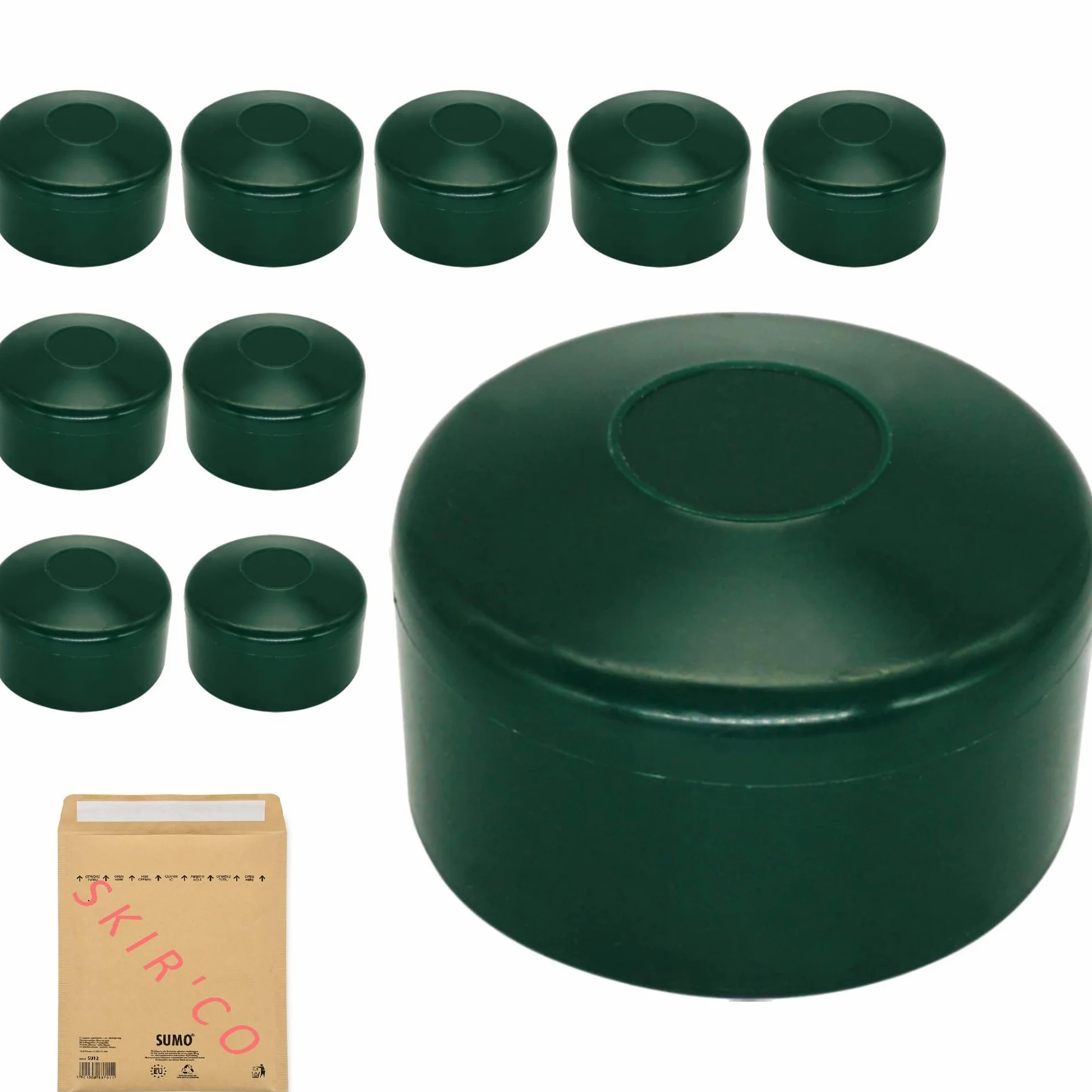 SKIR'CO (10 pz) Tappi per pali di recinzione, rotondi, 60 mm, in plastica verde, per pali di recinzione rotondi, coperture per pali, verde muschio RAL 6005