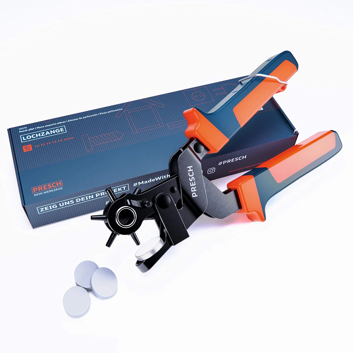 Presch Pinza Fustellatrice per Cuoio - Perforatrice a Revolver con Leva per Cinture - Pinza Fustellatrice Professionale