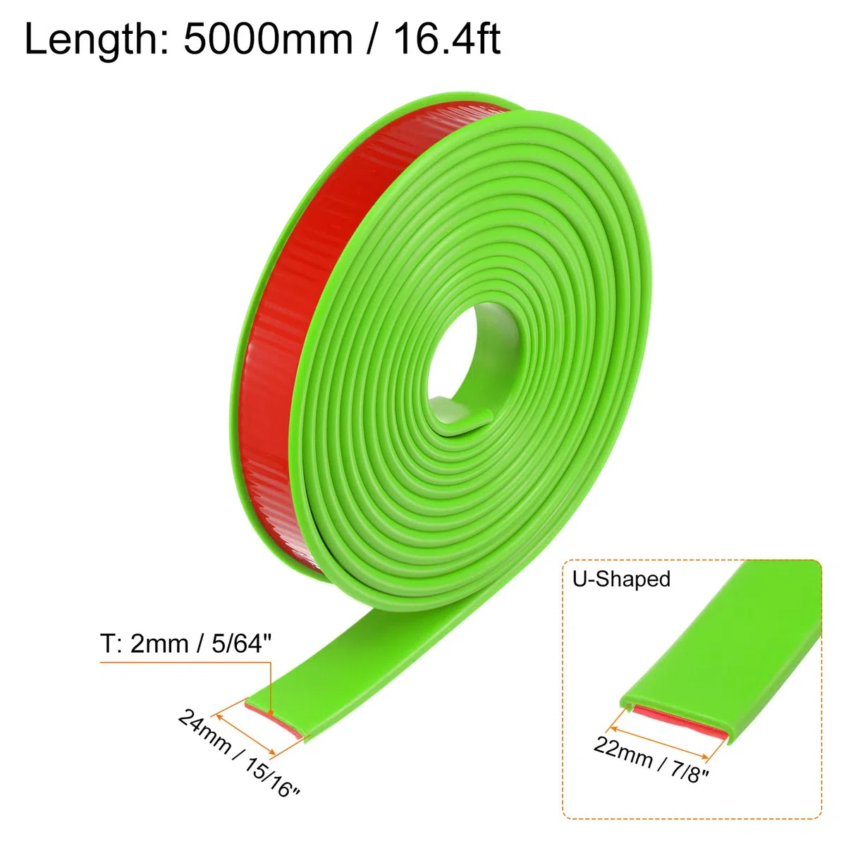 QUARKZMAN Bordo di Finitura a Forma di U 7/8" x 16.4ft (22mm x 5000mm) Autoadesivo Tpe Flessibile per Rivestimento di Bordi Protettore per Mobili, Armadi, Tavoli, Riparazioni, Verde