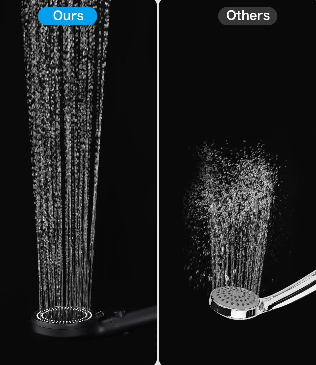 jutyum Soffione Doccia, 6 Funzioni Getto Doccino per Doccia, Soffione Doccia Alta Pressione, Telefono Doccia con 1.5M Tubo, Shower Head, Cornetta Doccia, Doccetta Risparmio Acqua Universale Nero