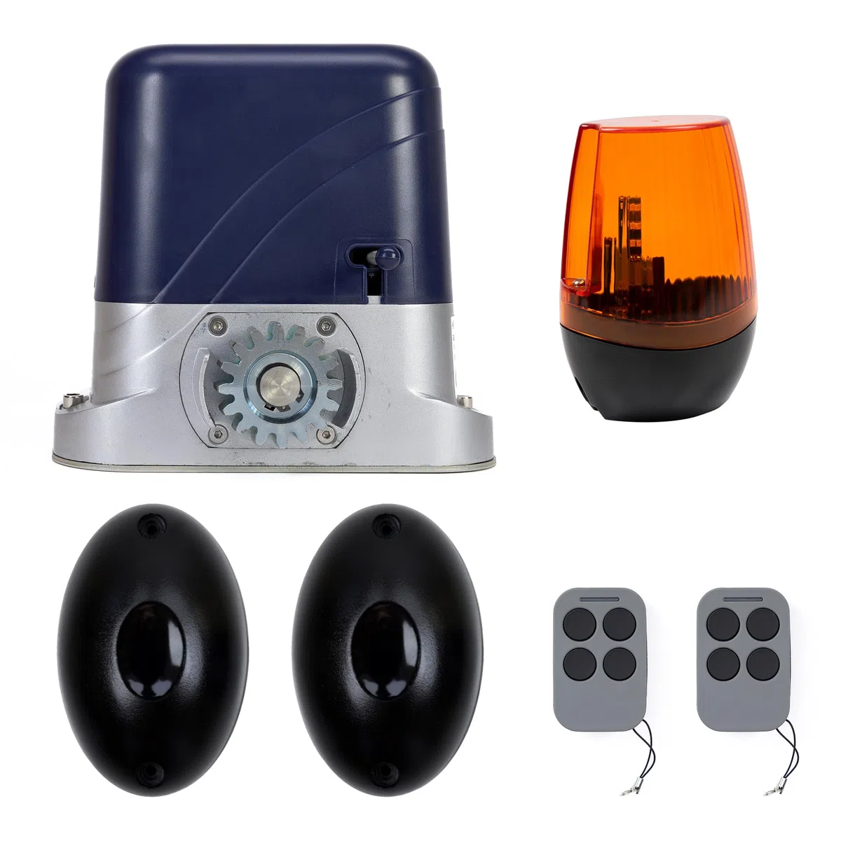 Il kit di automazione per cancelli PNI AP800D include motore, fotocellule, telecomando, lampada, 230V sviluppa 1100 N e cancello scorrevole 800KG