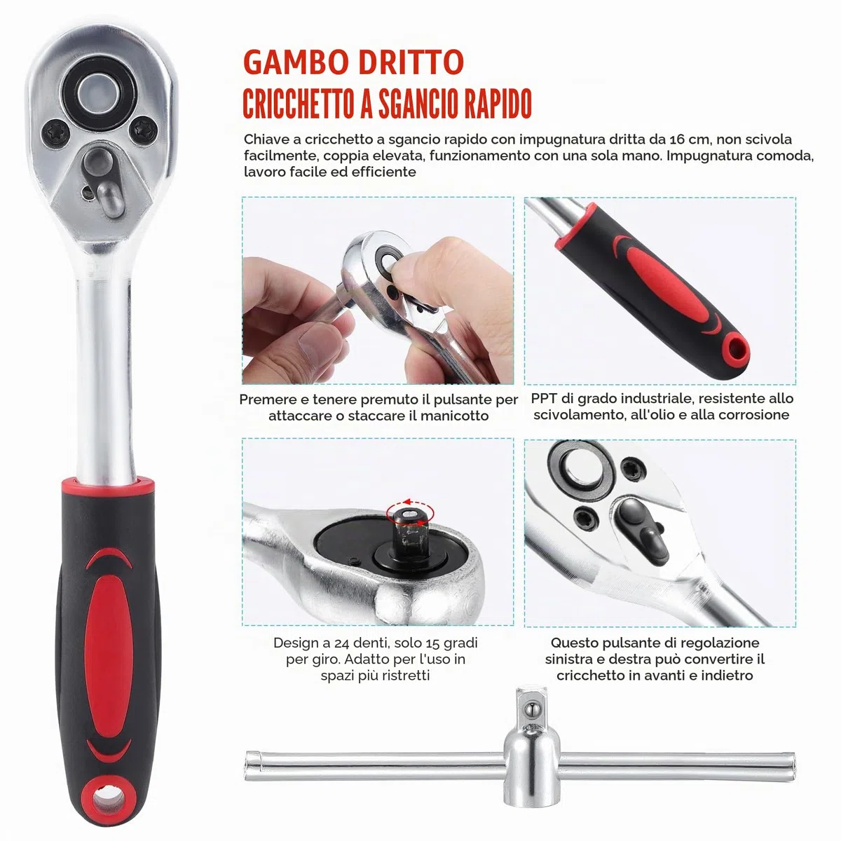 46PCS Set di chiavi a bussola,kit di strumenti a cricchetto per chiavi a bussola ad azionamento metrico, bit di cacciavite strumento di riparazione autoveicoli 1/4 di pollice (nero)