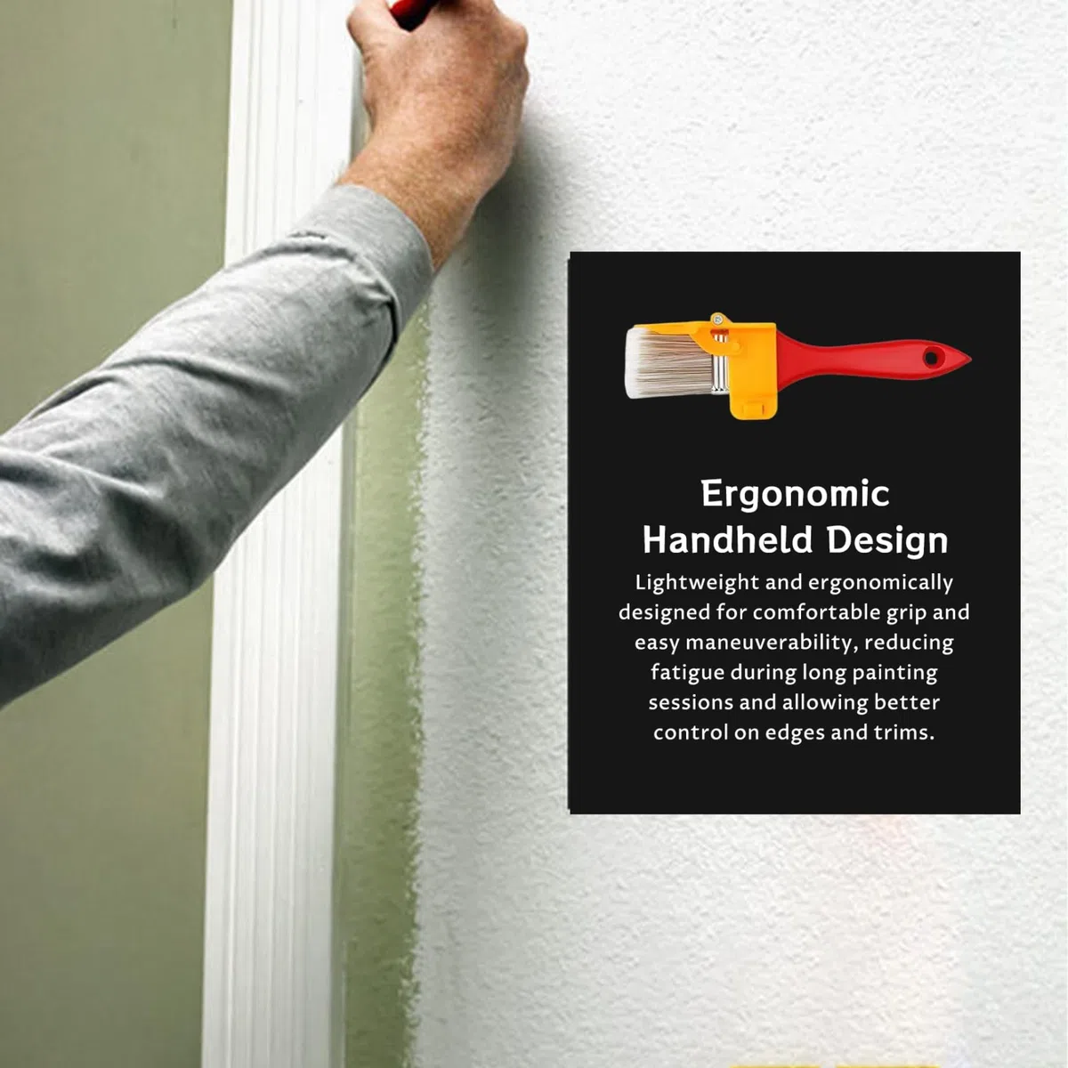 Strumento per molatura vernice Pennello per bordi portatile da 8 pollici Strumento per pittura senza perdita di bordi per pareti, finestre, angoli, battiscopa, verniciatura di rifiniture, battiscopa