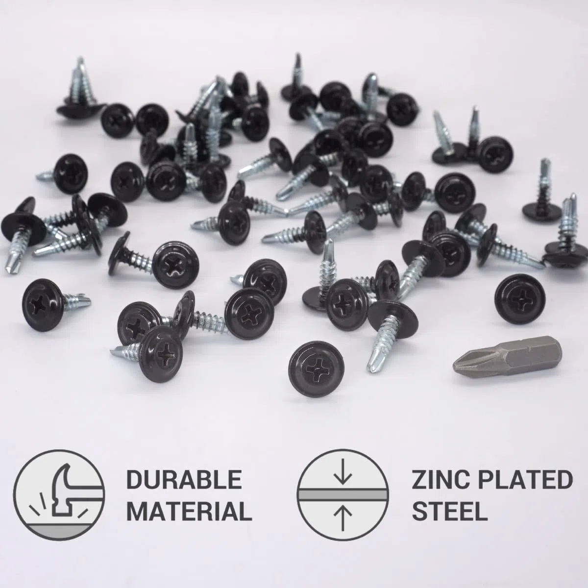 SKIR'CO (confezione da 400 pezzi) Verniciate 4,2 x 16 mm Viti autoperforanti, testa a croce modificata Phillips, vite in lamiera, testa wafer (400, nero Jet RAL 9005)