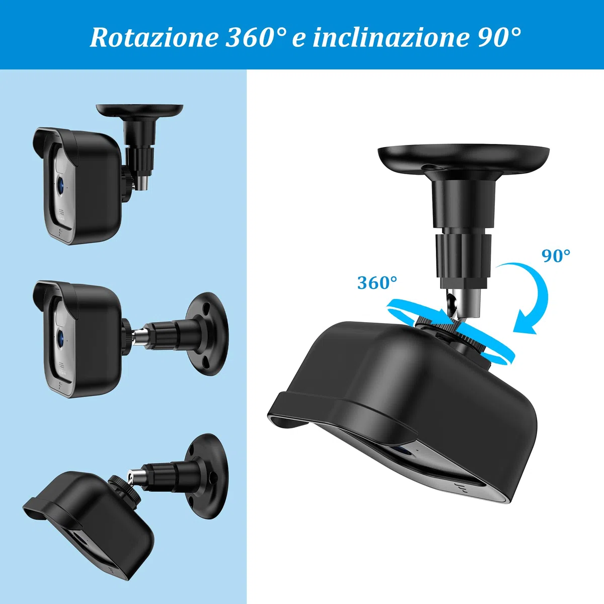 PlusAcc Supporto per Blink Camera Outdoor - Supporto a Parete Regolabile con Custodia per Blink Videocamera Outdoor 4 e outdoor 2k+ e Camera di Sicurezza Blink Indoor (3 pezzi)