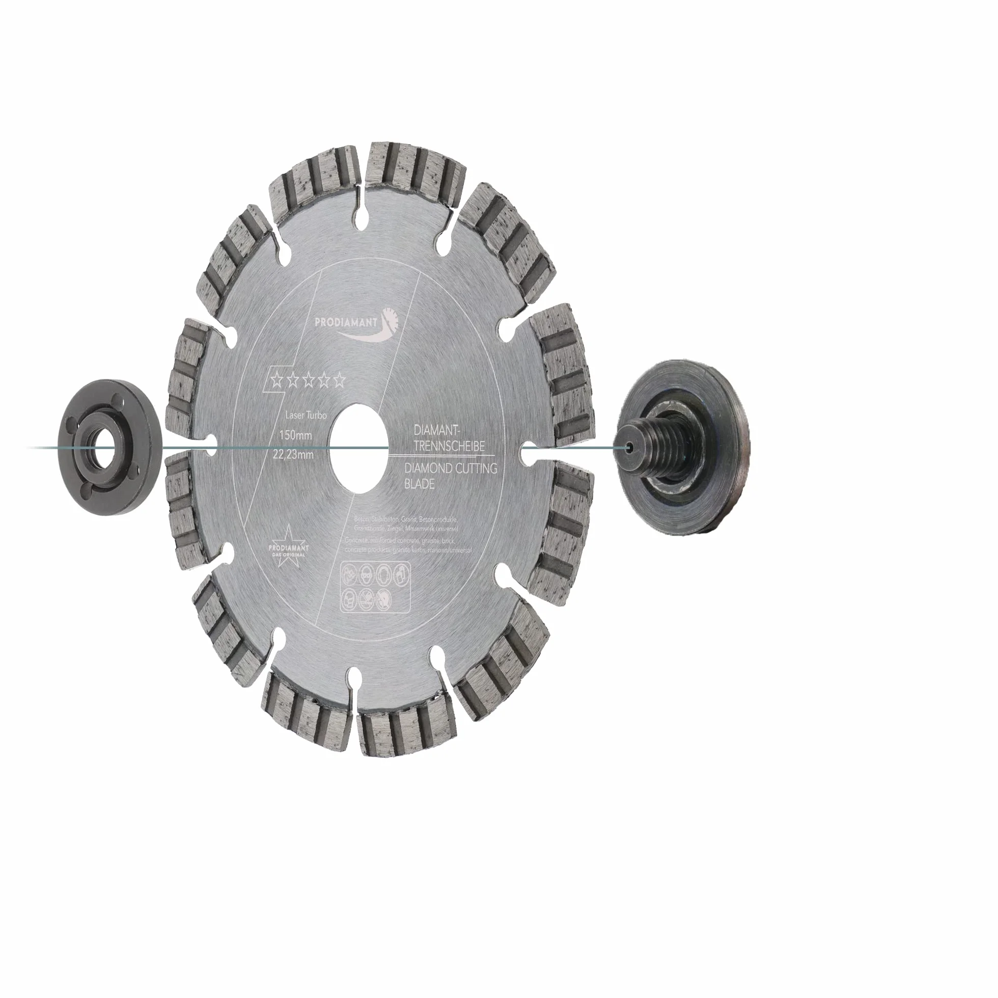 PRODIAMANT Disco da taglio diamantato Premium per calcestruzzo 150 mm x 22,2 mm disco da taglio diamantato saldato al laser