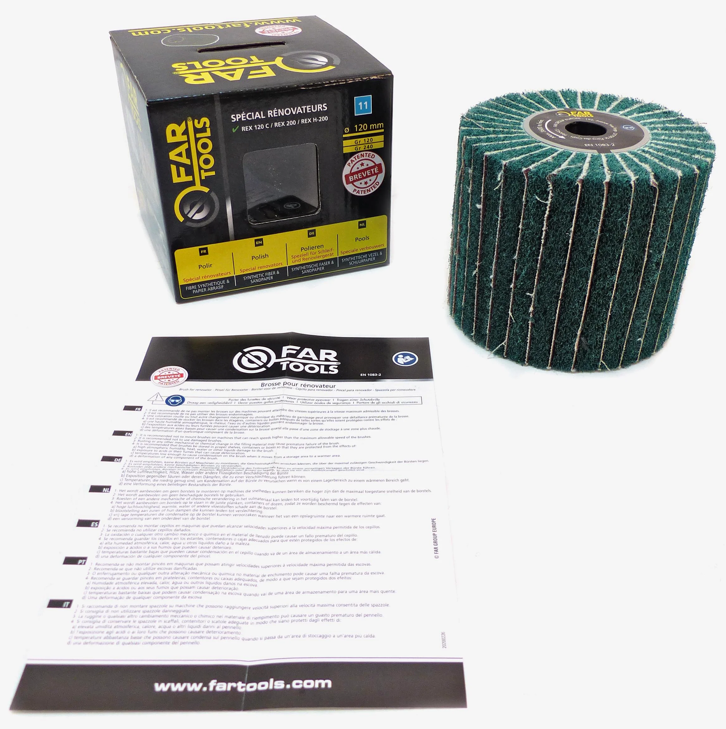 Spazzola in fibra sintetica e lamelle abrasive Ø120 mm/L100 mm