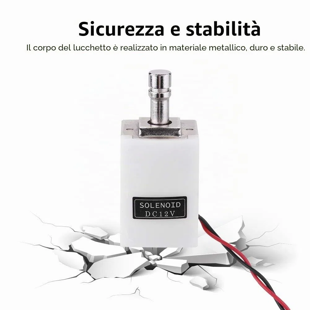 Piccola serratura elettrica a chiavistello | Serratura per porta con controllo accessi in metallo | Serratura di sicurezza resistente e anti-trapano per armadi e cassetti | Facile installazione