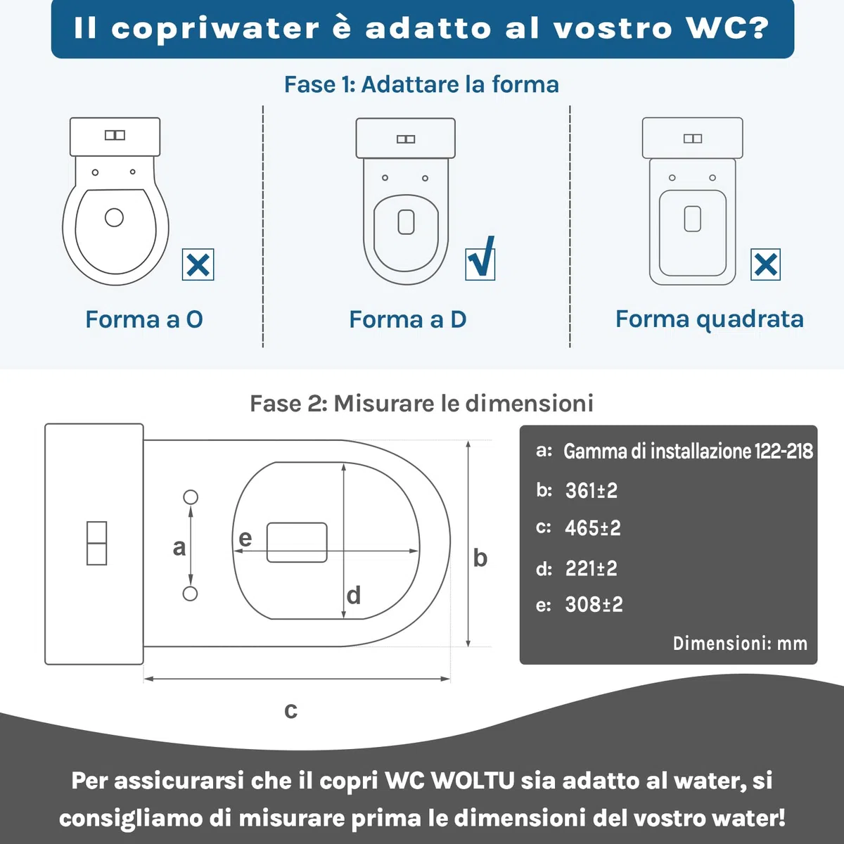 WOLTU Sedile WC Copriwater Chiusura Ammortizzata Soft Close Toilet Seat Bagno in Plastica Bianco Forma di D