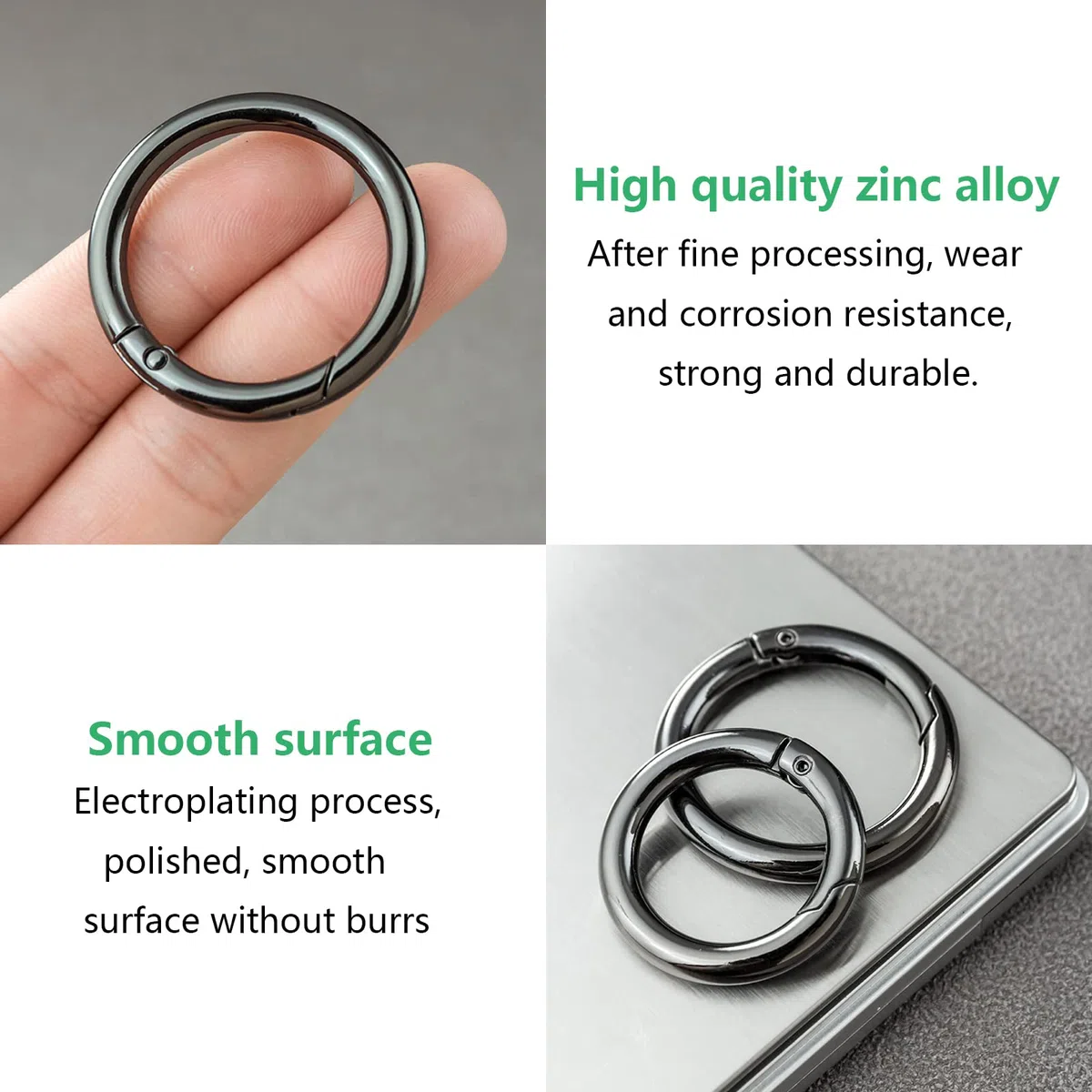 10pcs Moschettone Rotondo In Nero 49mm - Moschettone Tondo Rotondi Con Moschettone a Scatto Gancio Fibbia Portachiavi-O Anello - Per Portachiavi, Borsa, Gioielleria, Fai Da Te