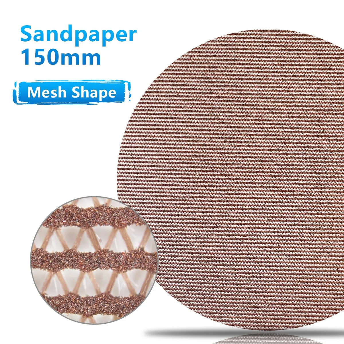 40 Pezzi Rete Dischi Abrasivi 150mm, Grana 60, Per Levigatrice Orbitale da 150mm e Levigatrici per Legno per la levigatura di superfici dure, legno, stucco, vernice, metallo