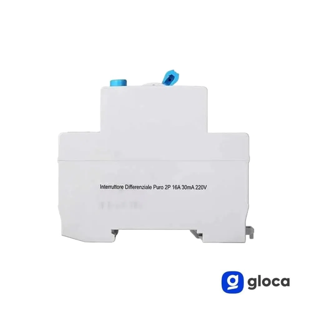 gloca Interruttore Differenziale Puro Salvavita 2P 30mA 220V-6KA CLASSE A 2 Moduli DIN (16 Ampere)