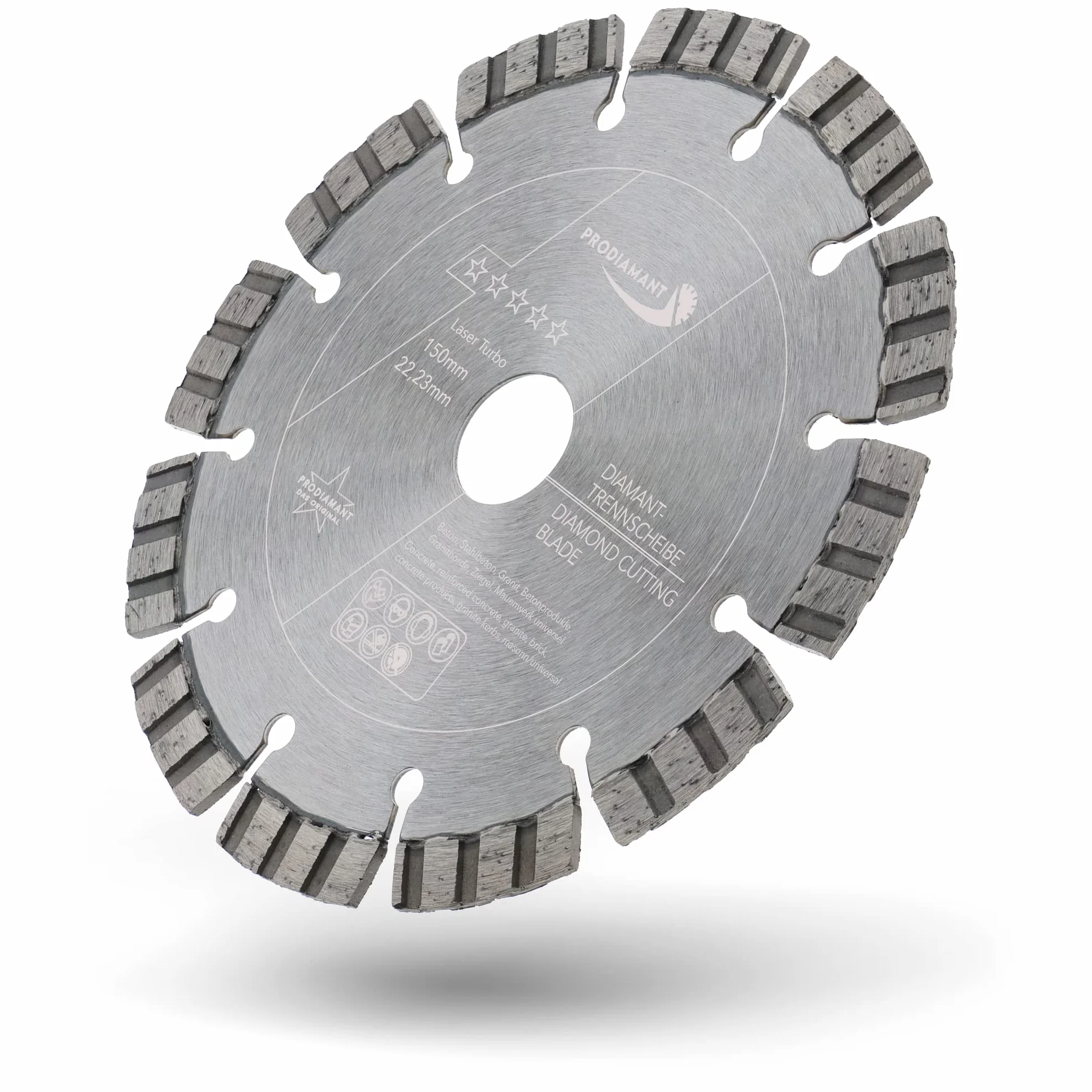 PRODIAMANT Disco da taglio diamantato Premium per calcestruzzo 150 mm x 22,2 mm disco da taglio diamantato saldato al laser