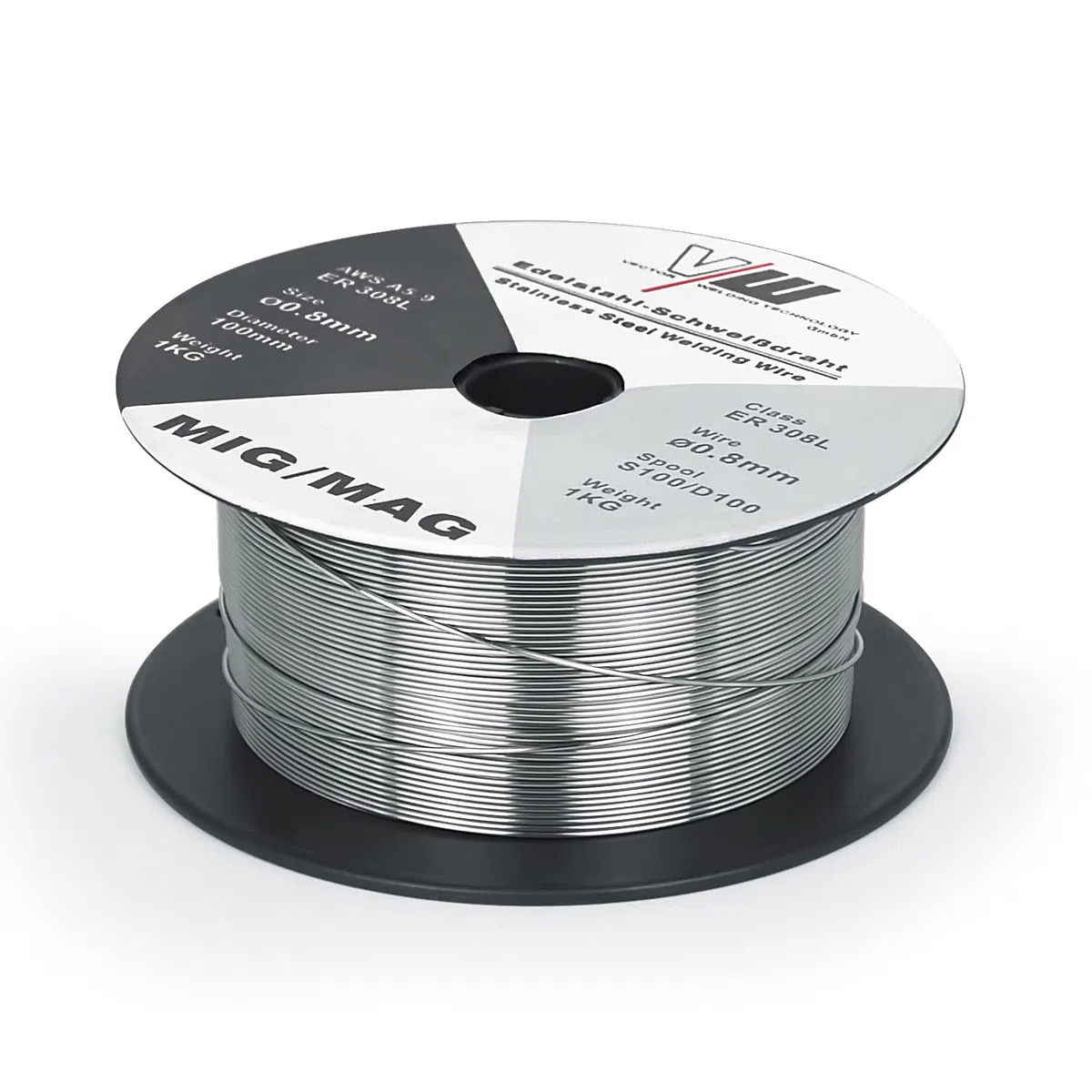 VECTOR WELDING Filo Inox per Saldatura MIG/MAG ER308L - 0.8mm 1kg - Bobina D100 S100 - Filo Animato Acciaio Inossidabile e Continuo per Saldatrice - Materiale d'Apporto per Acciaio