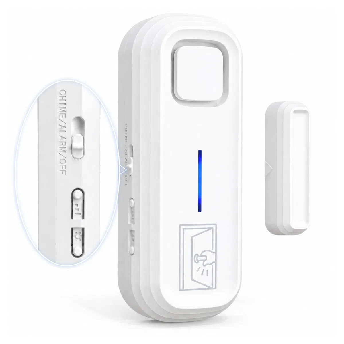 SANJIE Allarmi per porta quando aperto con avvisi istantanei e ritardati 30s/1min/2min/4min, sensore di allarme per porta, allarme 2 in 1 per la sicurezza domestica, allarme frigorifero con avviso di