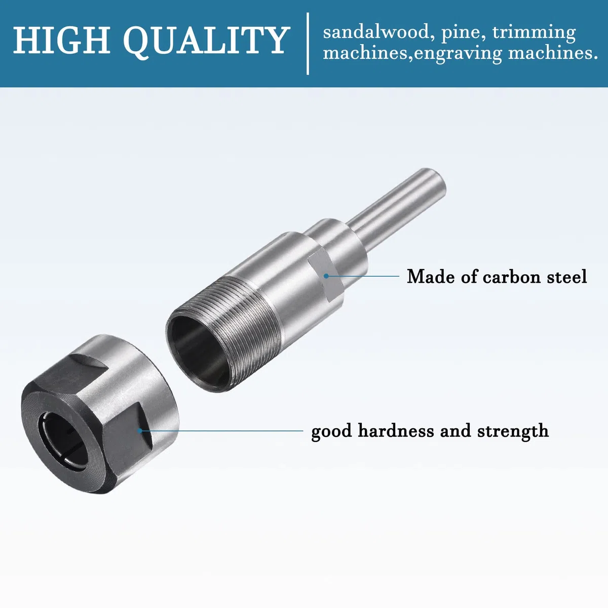 QUARKZMAN 8mm a 12mm Router pinze Estensione Asta Convertitore x 1 Pezzo Carbonio Acciaio Adattatore per Fresatura Fresa Gambo Prolunghe