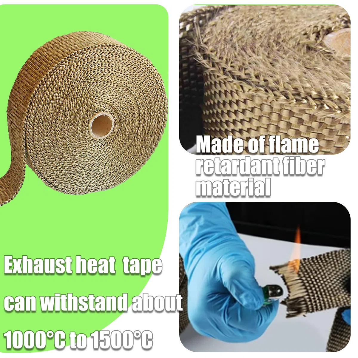 15 Metri Bende Termiche Collettori per Scarico Marmitta Moto Nastro Termico Isolante in Fibra di Basalto per Moto Resistente al Calore di 1200℃ + 10 Fascette in Acciaio