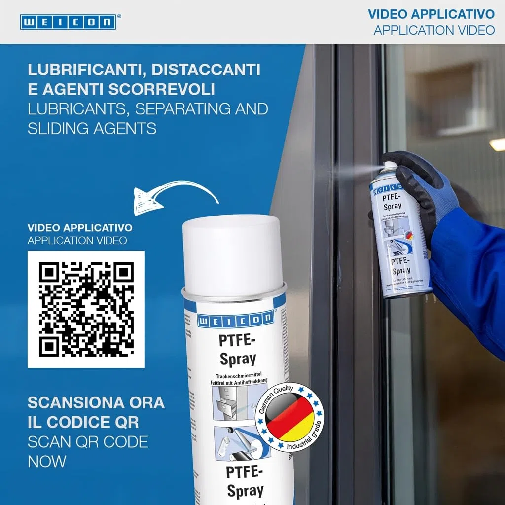 WEICON PTFE Spray 400 ml di lubrificante secco resistente al calore con effetto antiaderente